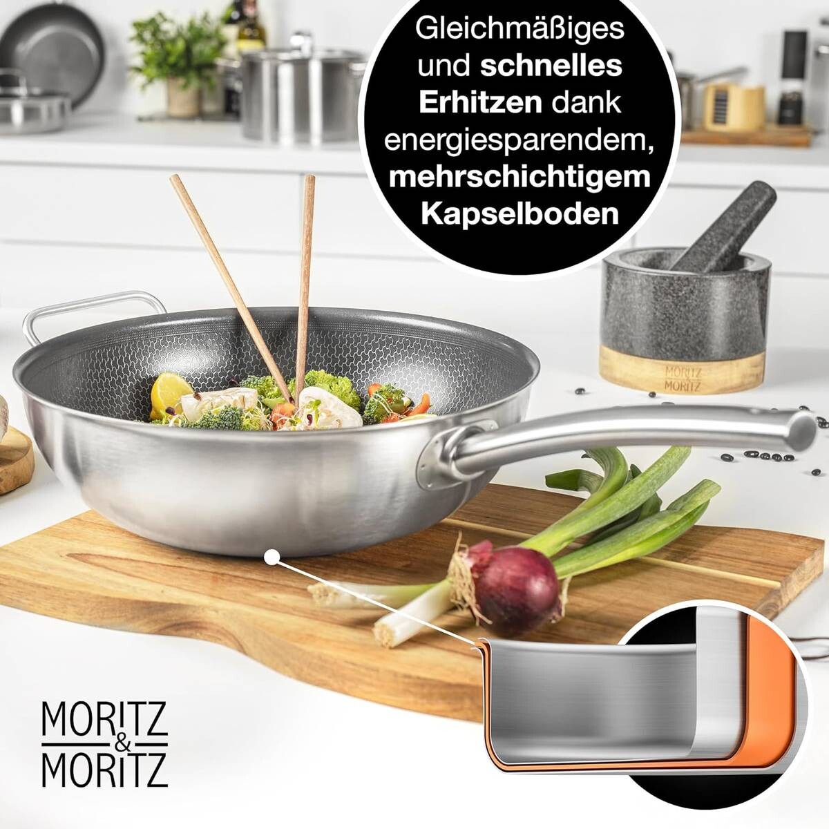 Moritz & Moritz Wokpfanne silber Aluminium