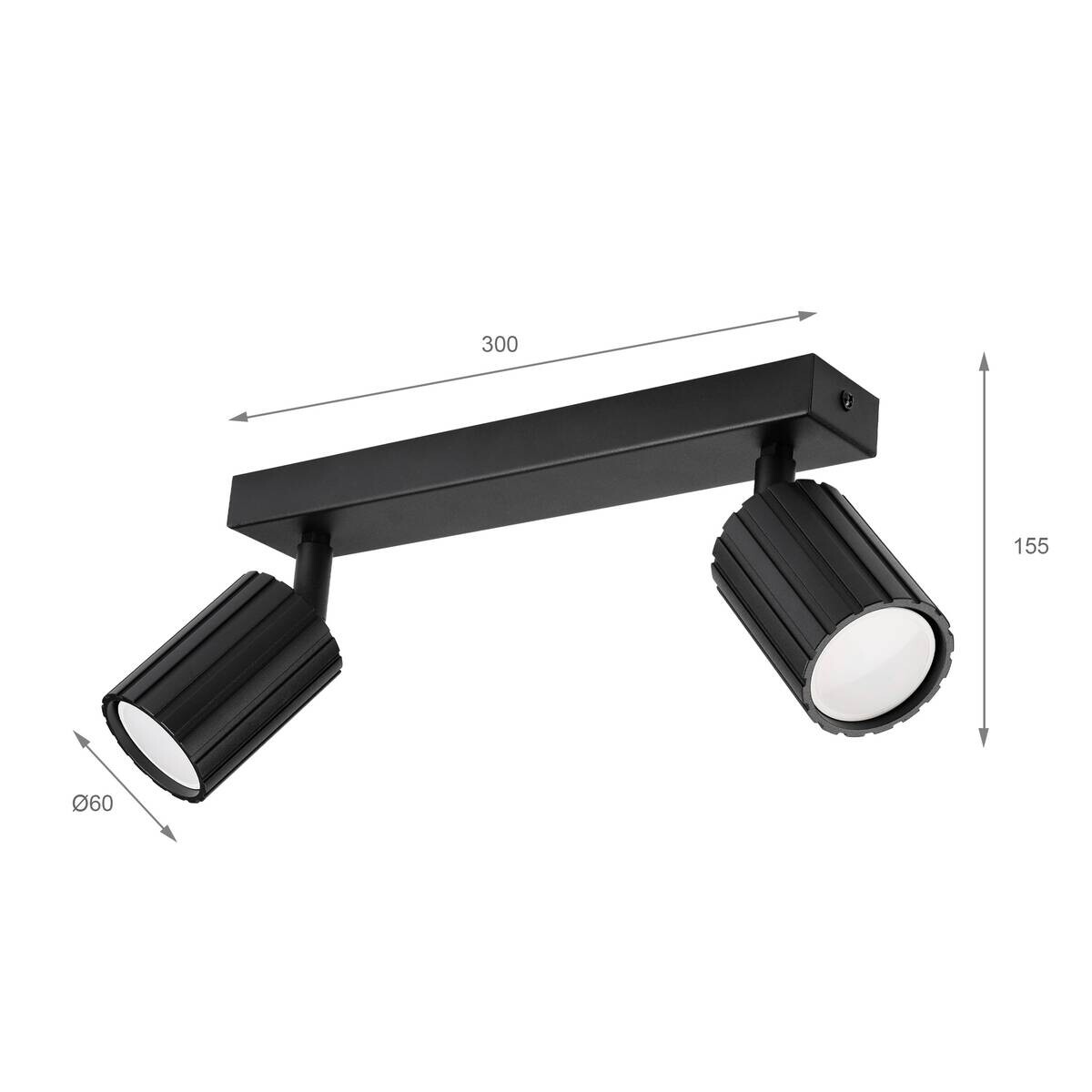 Lamkur Strahler Prisma schwarz Stahl B/H/L: ca. 6,5x16,5x30 cm 2 Brennstellen