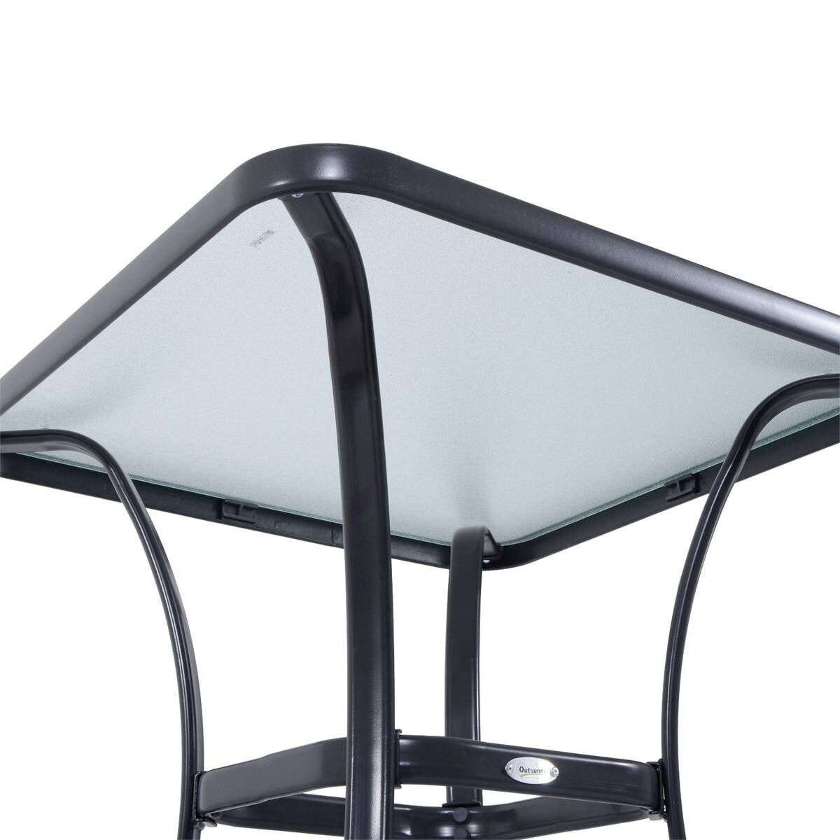Outsunny Glastisch schwarz Metall B/H/L: ca. 68,5x84x68,5 cm