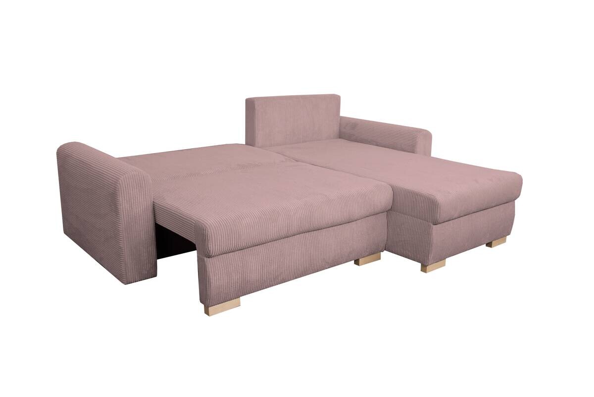 Ecksofa mit Bettfunktion und Bettkasten rosa Microfaser B/H/T: ca. 224,5x90x168 cm