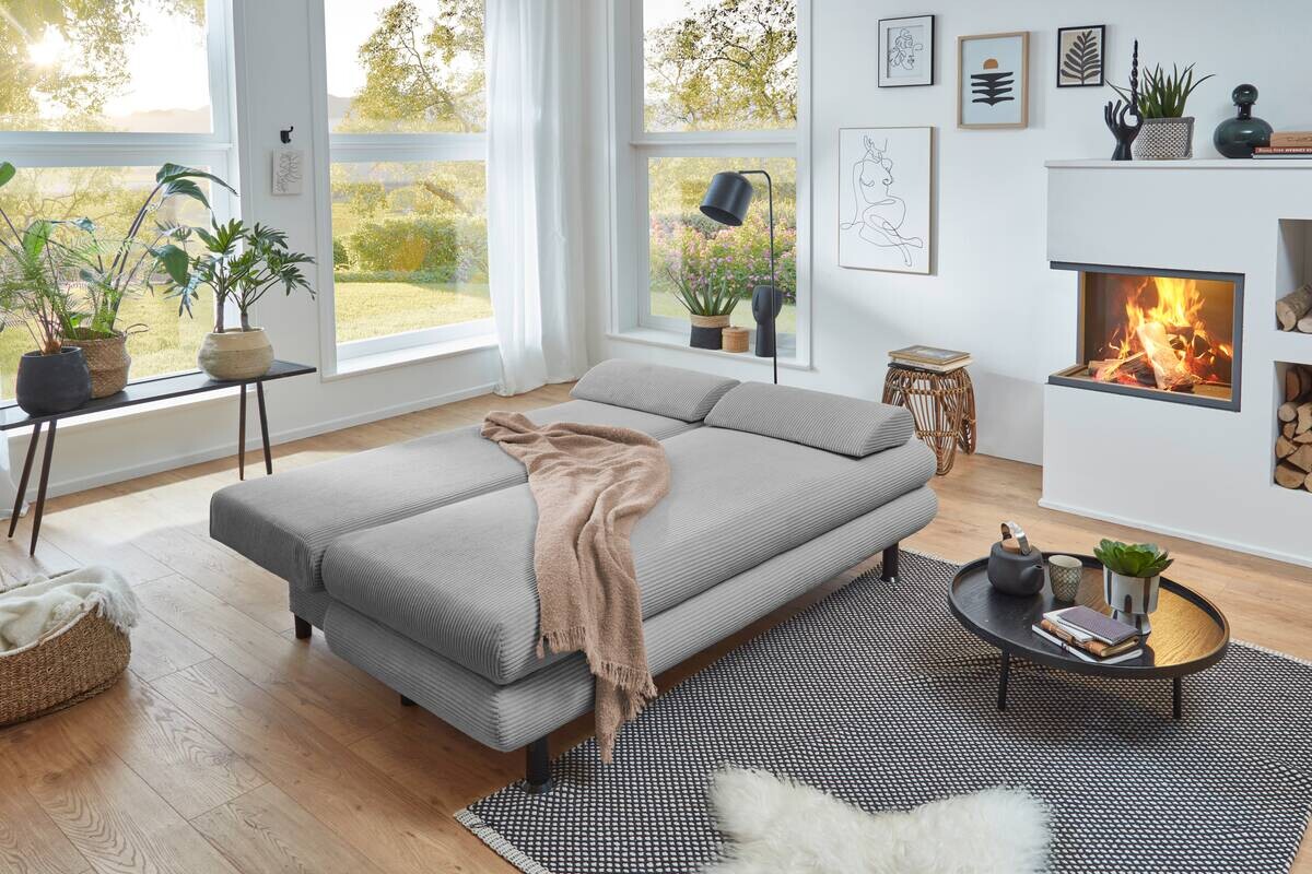 Schlafsofa silber Microfaser B/H/T: ca. 190x93x92 cm