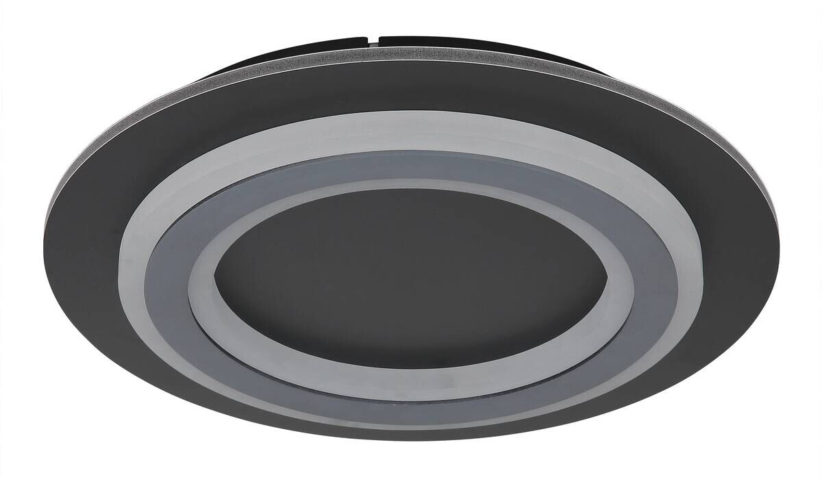 GLOBO LED-Deckenleuchte mattschwarz Opal grau Metall Kunststoff Acryl H/D: ca. 5,5x34 cm 1 Brennstellen