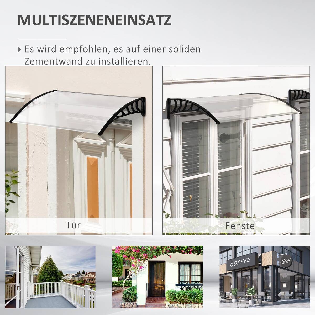 Outsunny Vordach weiß B/H/L: ca. 150x90x25 cm