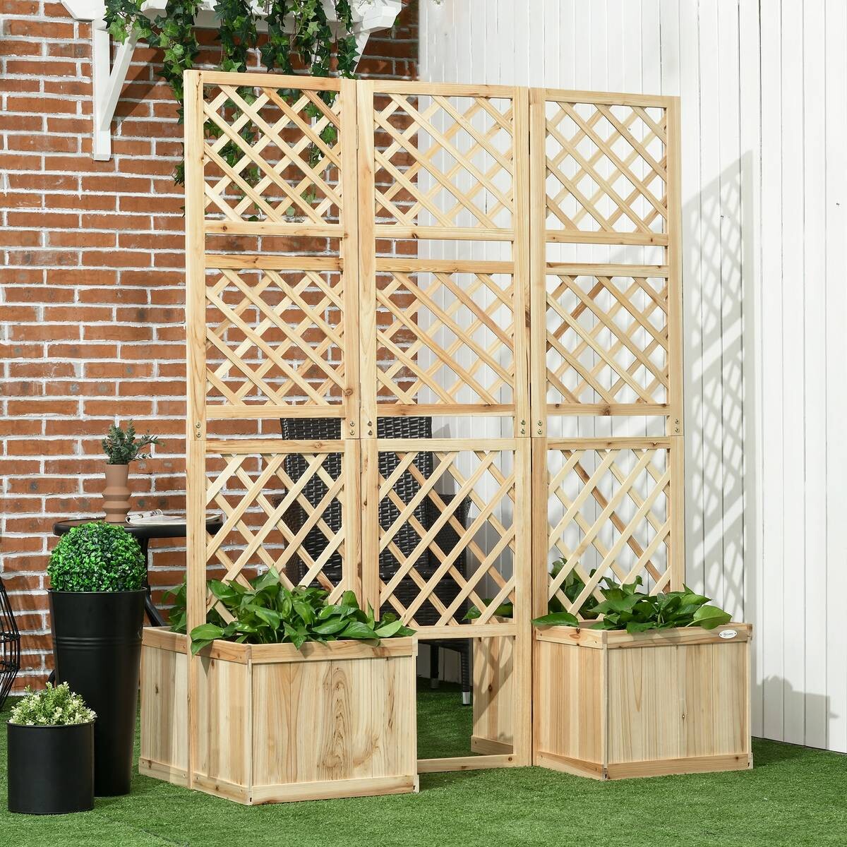 Outsunny Paravent mit Blumenkasten