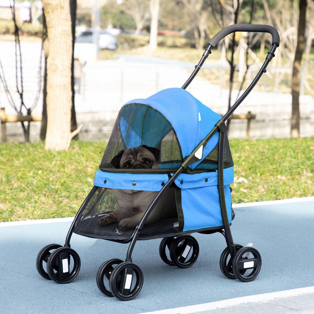 PawHut Hundebuggy blau Polyester-Mischgewebe B/H/L: ca. 47x97x82 cm