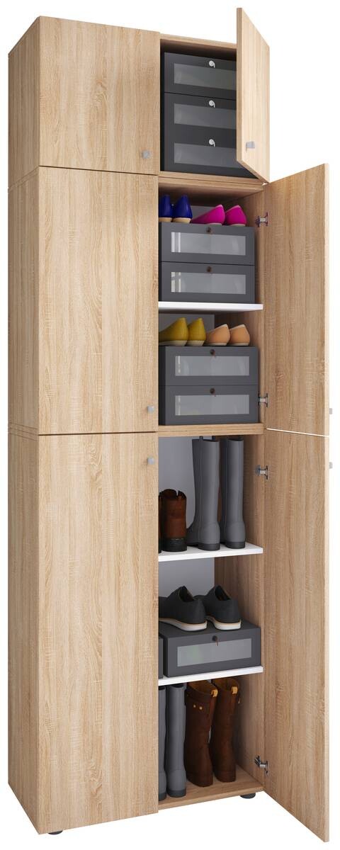 Schuhschrank Lona Eiche Sonoma Nachbildung weiß B/H/T: ca. 70x223x39 cm