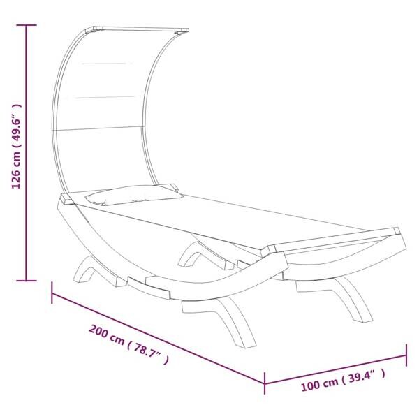 vidaXL Gartenliege creme Holz B/H/L: ca. 200x126x100 cm
