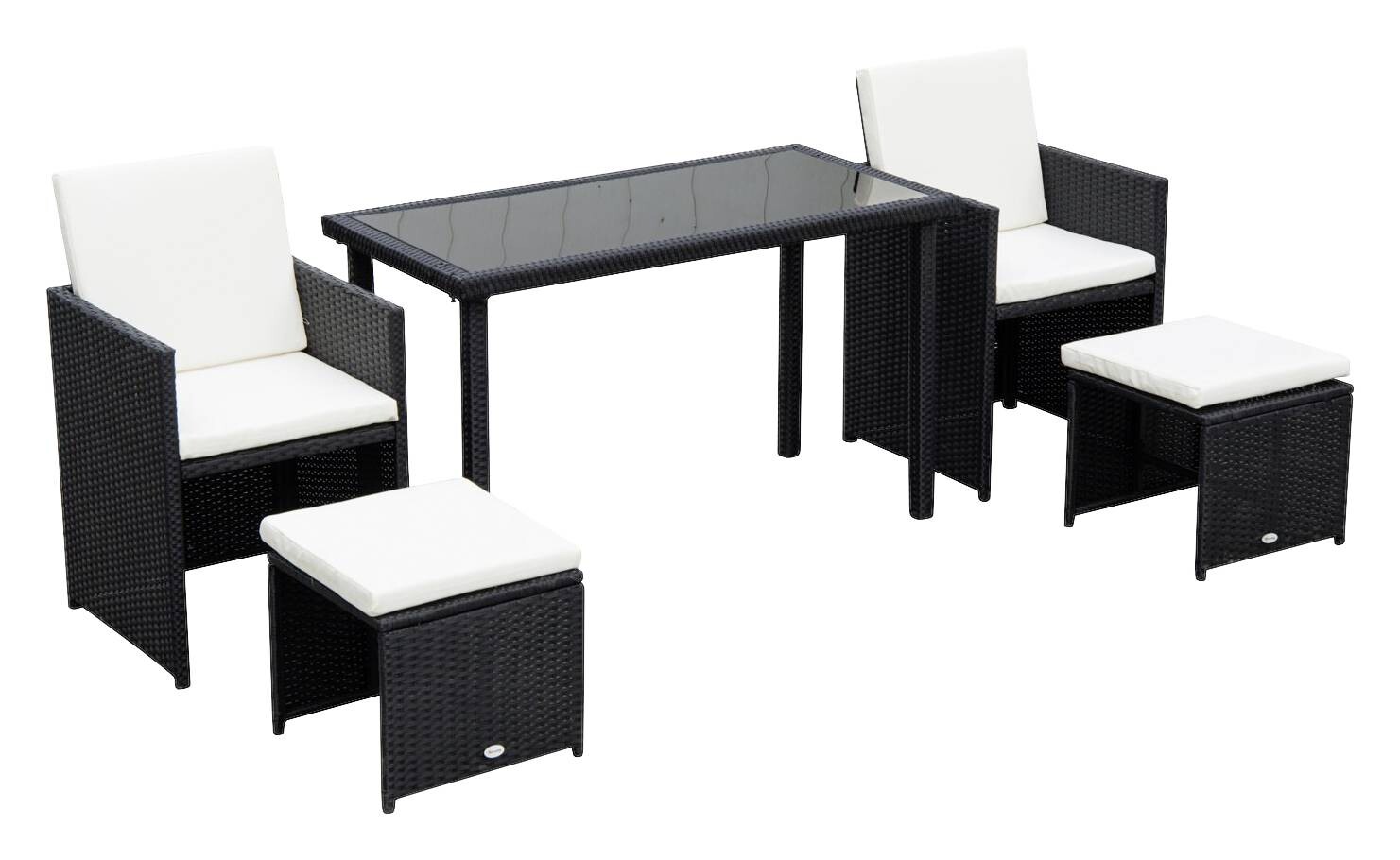 Outsunny Sitzgruppe schwarz Polyrattan