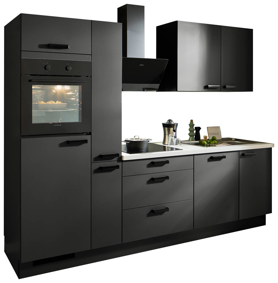 pino Küchenblock PN210 Graphit supermatt B/H/T: ca. 280x220,6x60 cm