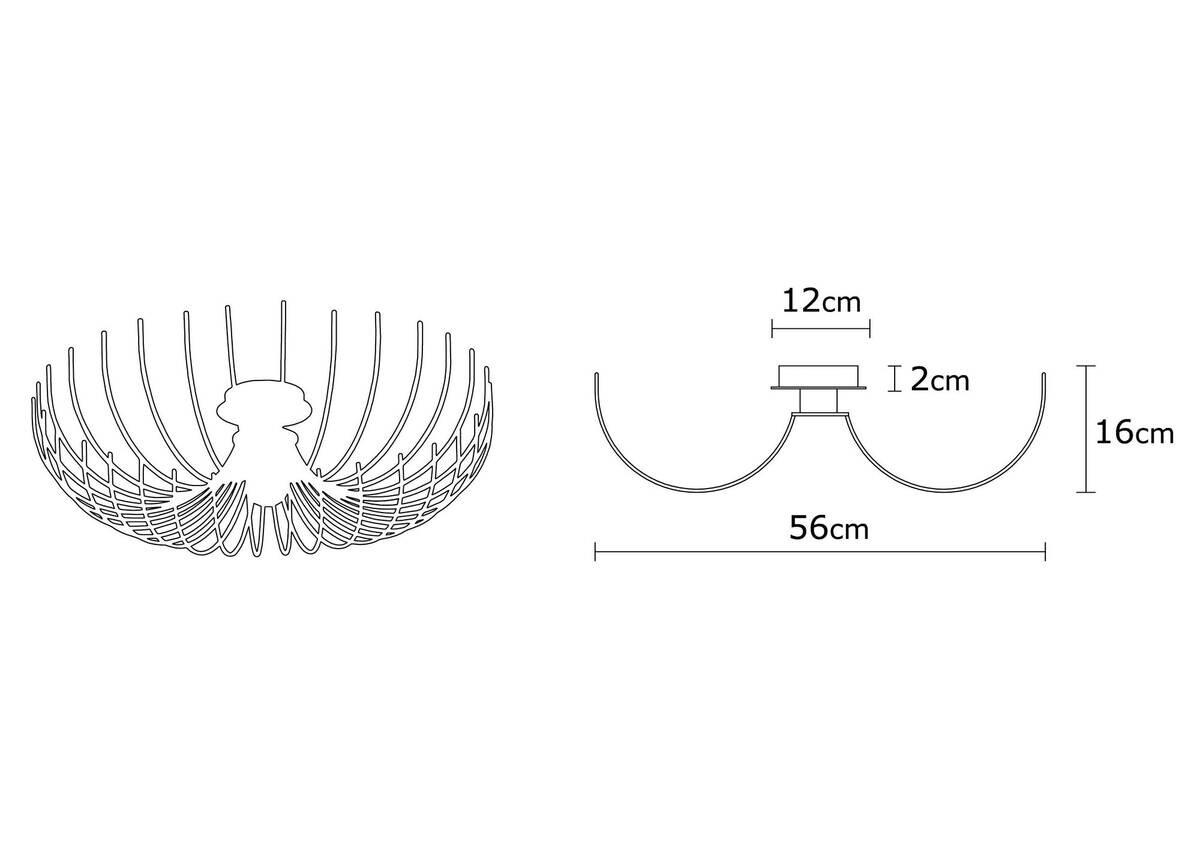 Opviq Deckenleuchte Aspendos schwarz Metall B/H/T/L/D: ca. 56x16x56x56x56 cm E27 1 Brennstellen