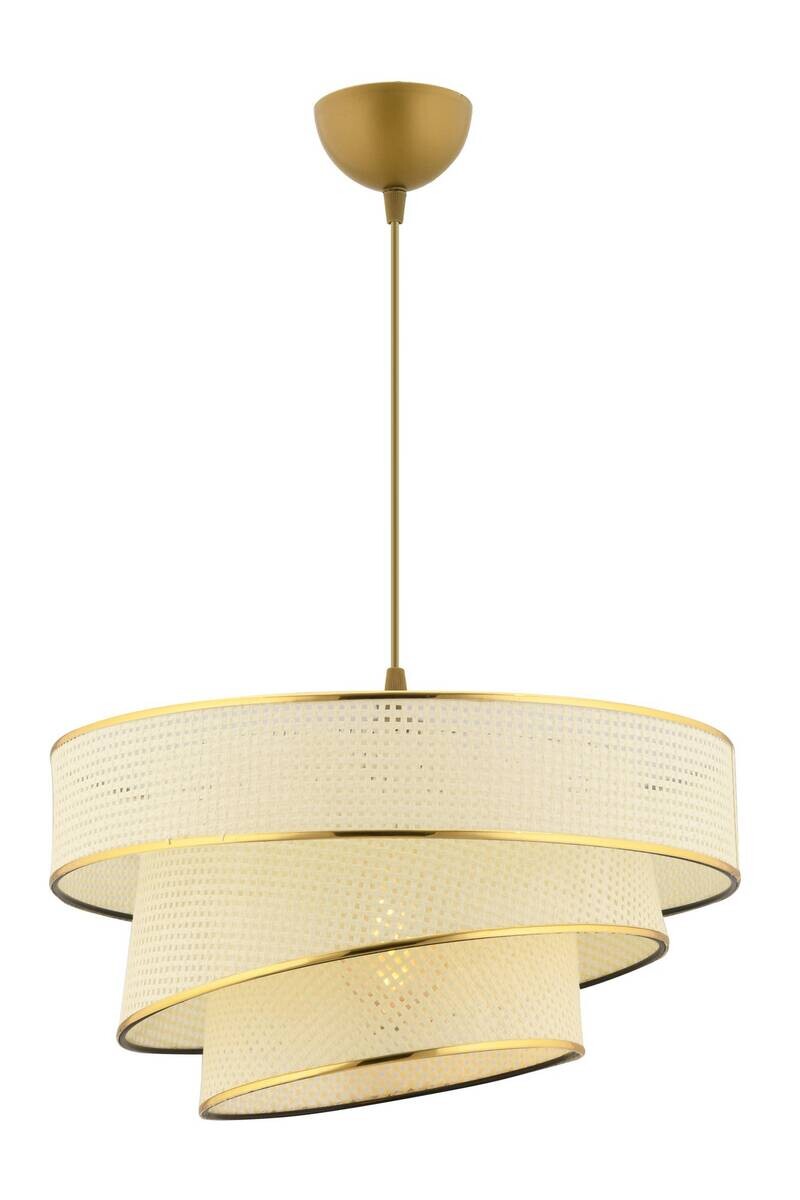 Opviq Pendelleuchte Couper gold weiß Baumwolle Metall B/H/L: ca. 40x72x40 cm E27 1 Brennstellen