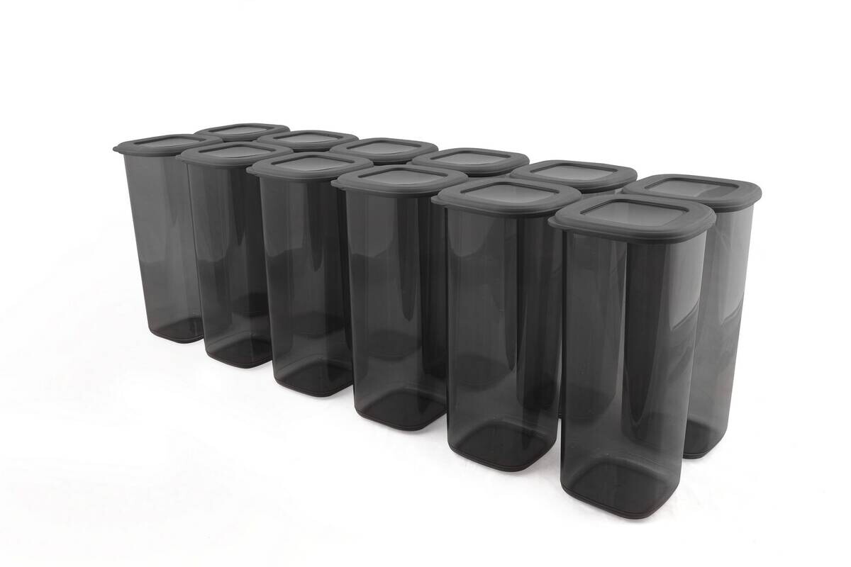 HermiaConcept Vorratsdosenset 12-tlg. grau B/H/T/L/D: ca. 11x25x11x11x11 cm