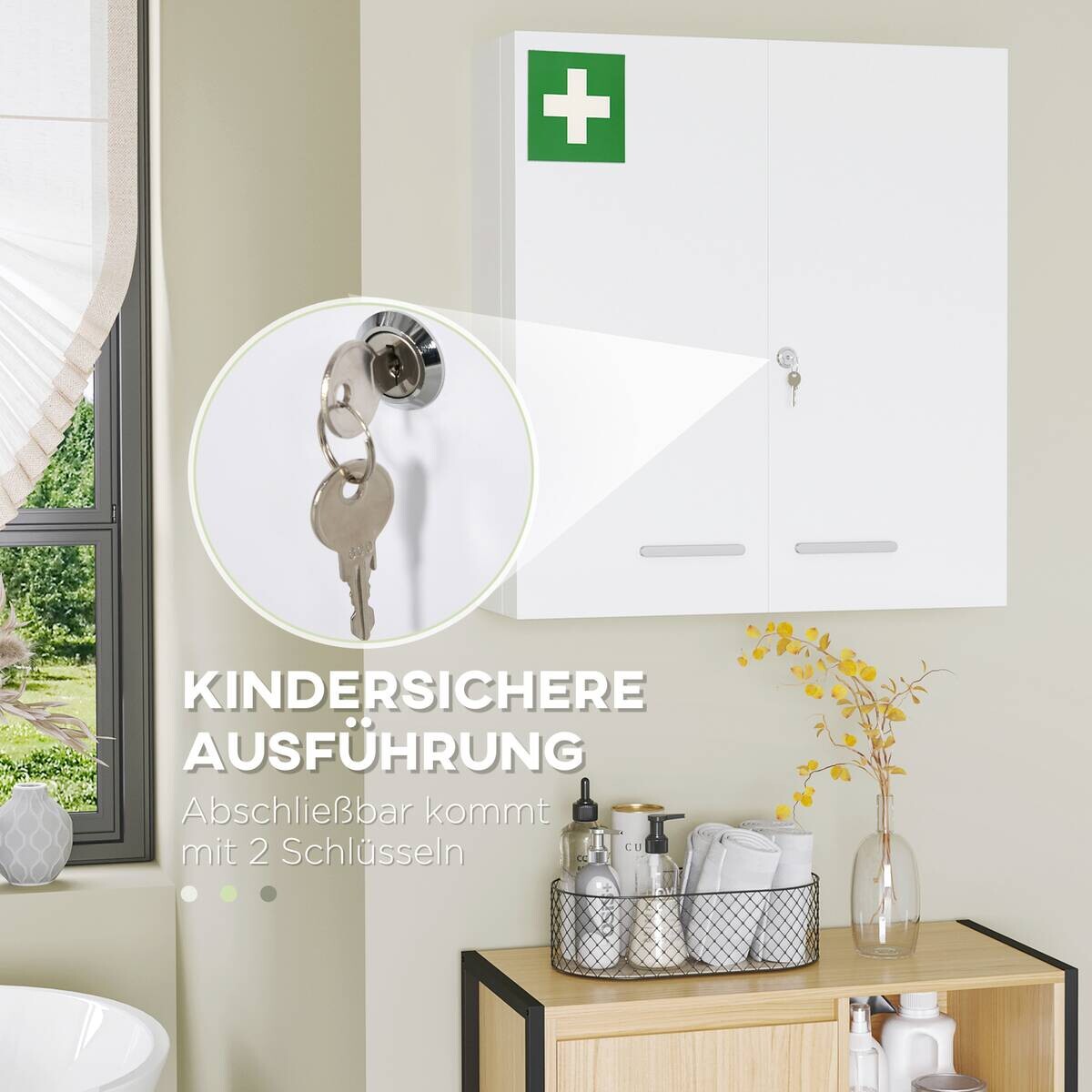 Medizinschrank weiß Polypropylen B/H/L: ca. 18x55x60 cm