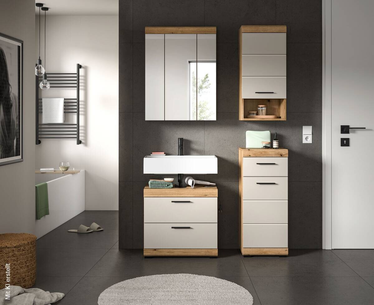 Badezimmer-Set Scout Evoke Oak Nachbildung Kaschmirgrau Nachbildung B/H/T: ca. 112x191x34 cm