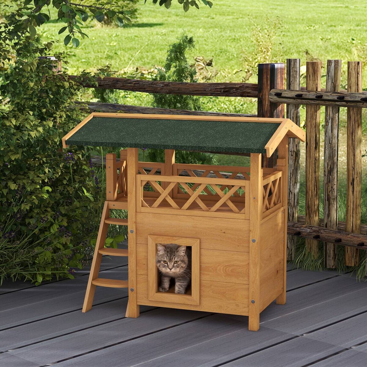 PawHut Katzen-Zubehör grün Edelstahl B/H/L: ca. 50x77x73 cm
