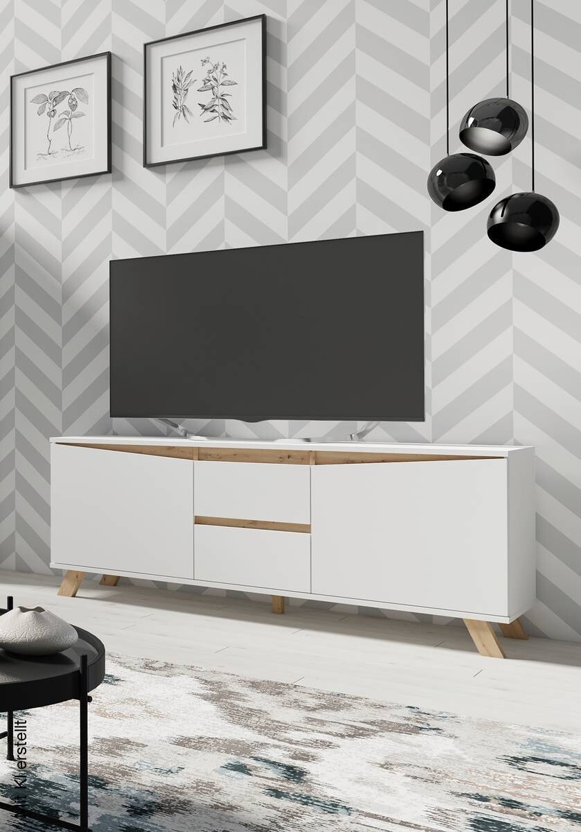 TV-Board VALENTIN weiß Eiche Nachbildung B/H/T: ca. 160x60x38 cm