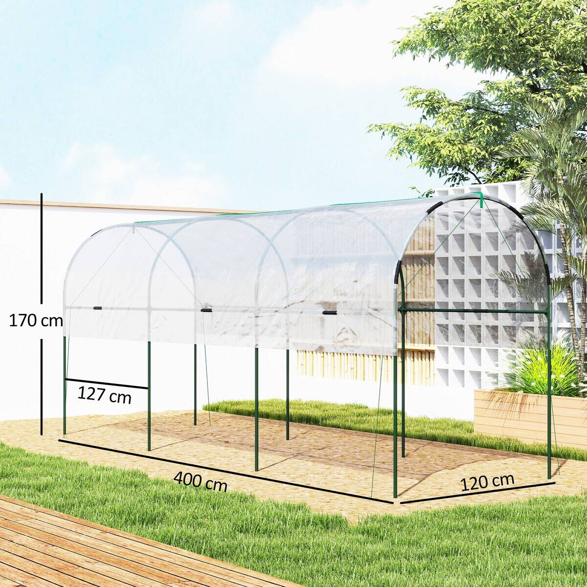 Outsunny Gewächshaus B/H/T/L: ca. 120x170x120x400 cm transparent