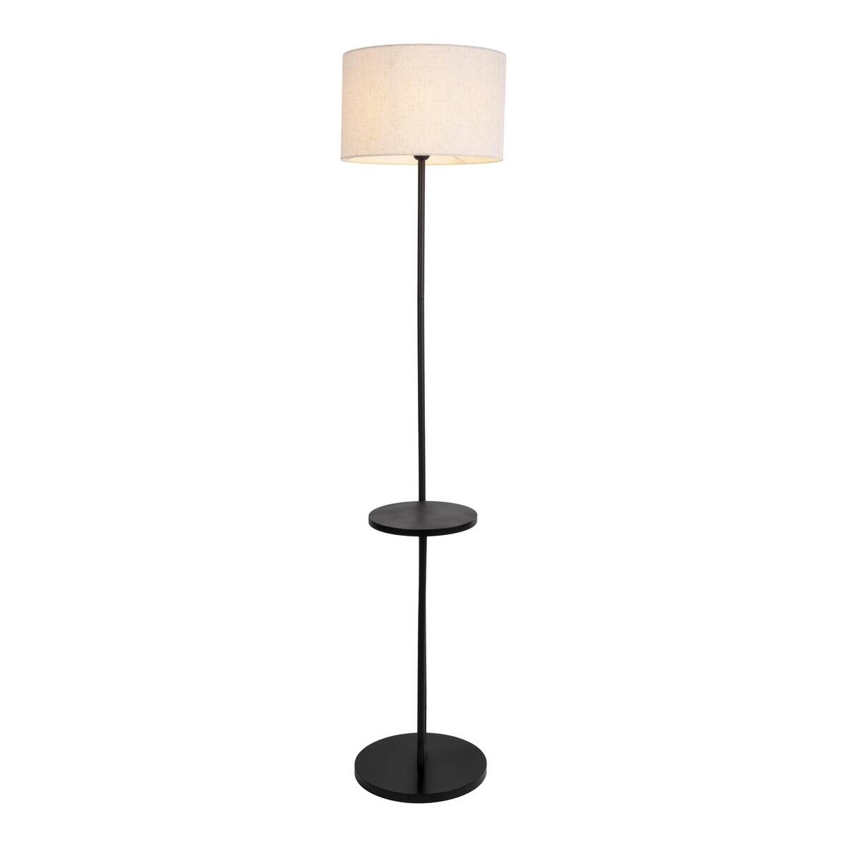Näve Leuchten Stehlampe schwarz Metall Textil B/H/T: ca. 50x157x35 cm E27 1 Brennstellen