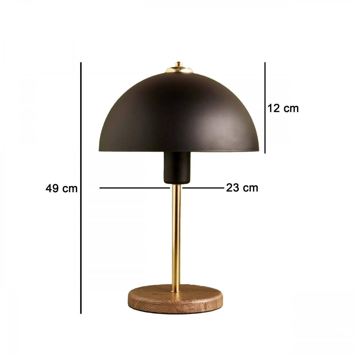 Opviq Tischleuchte gold schwarz Metall MDF B/H/L: ca. 23x35x23 cm E27 1 Brennstellen