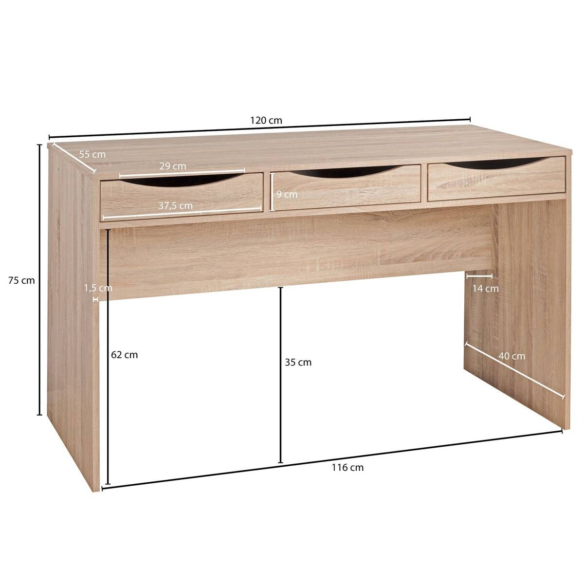 Schreibtisch Eiche Sonoma Nachbildung B/H/T: ca. 120x75x55 cm