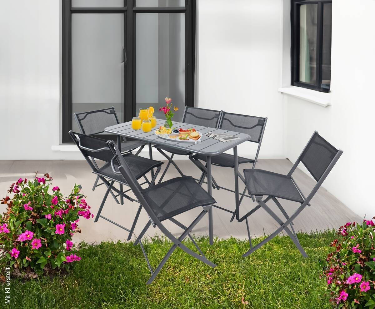 VCM Gartenstuhl 6er Set Sumila schwarz Metall B/H/L: ca. 45x79x46 cm
