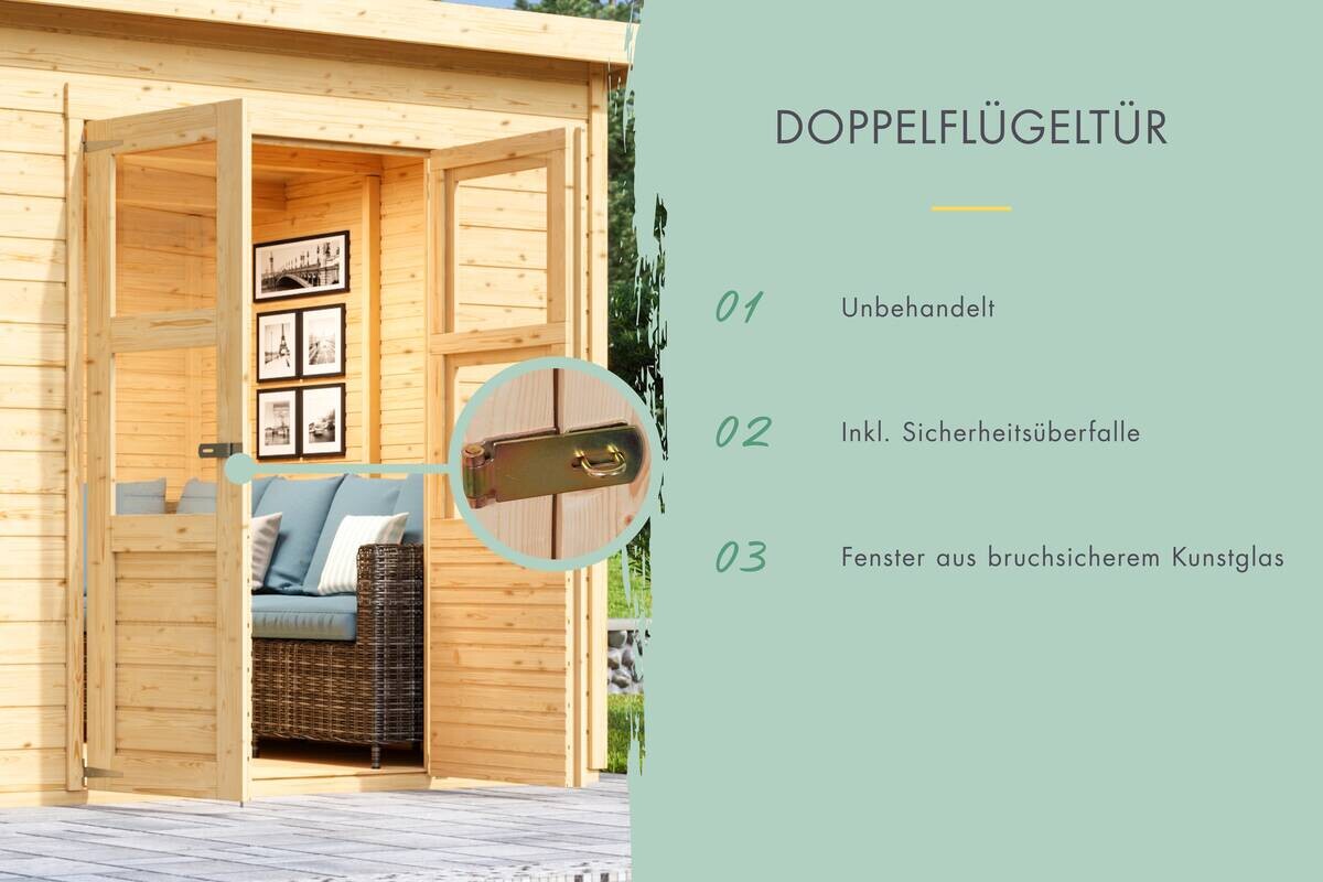 Karibu Gartenhaus Tony 0,5 natur B/H/T: ca. 212x219x154 cm