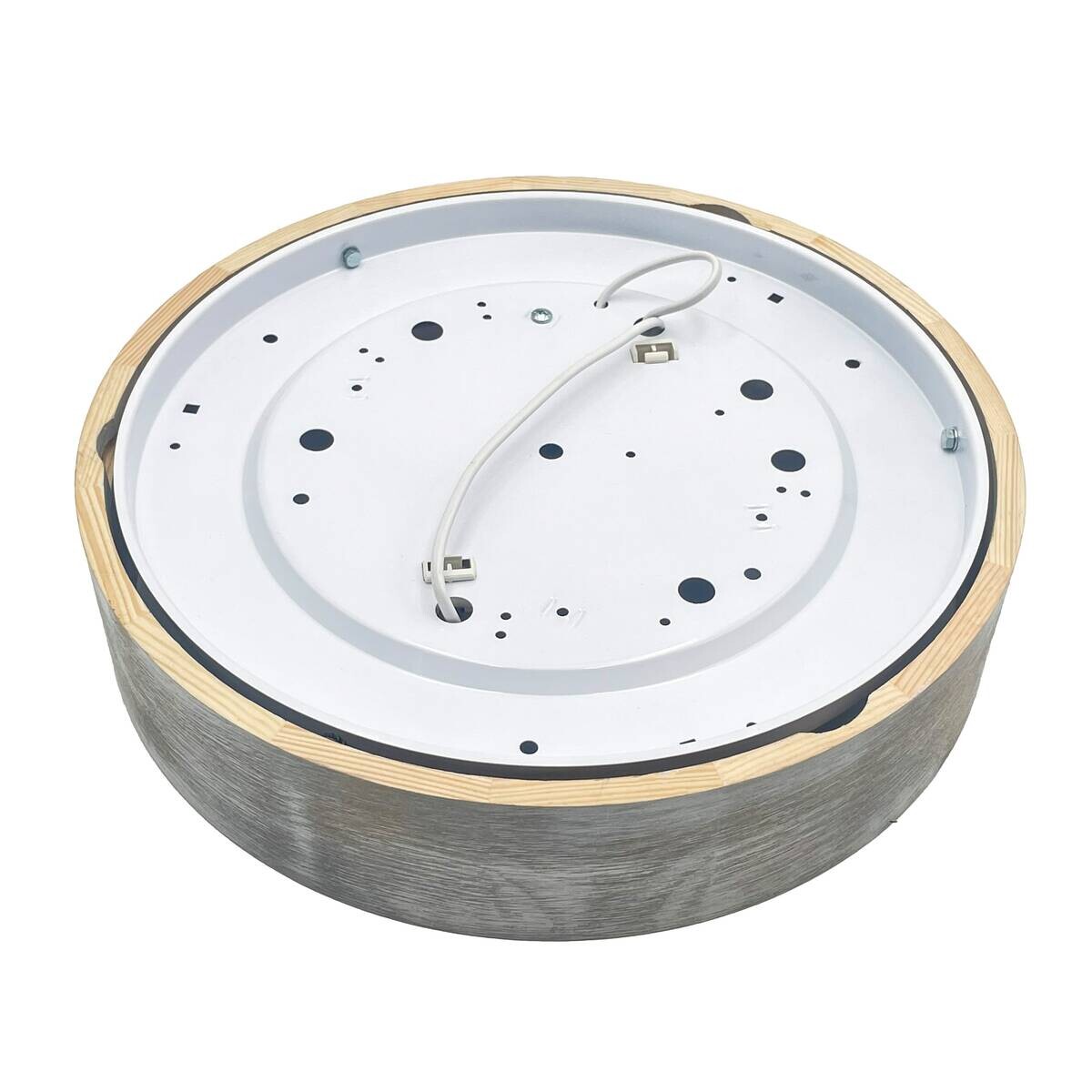 Lamkur Deckenleuchte hellbraun weiß Glas Holz B/H/L: ca. 38,5x12x38,5 cm 3 Brennstellen