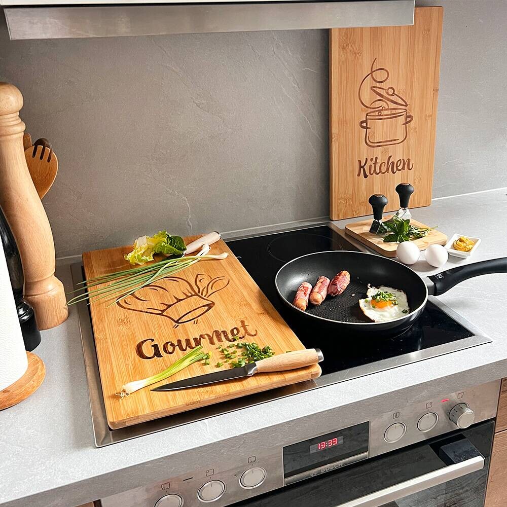 Kesper Herdabdeckplatte braun Bambus B/H/L: ca. 28x2,8x50 cm