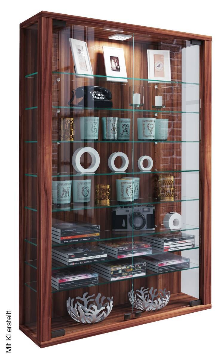Vitrine Vitrosa Mini nussbaum Nachbildung Holzwerkstoff Glas B/H/T: ca. 59x90x18 cm