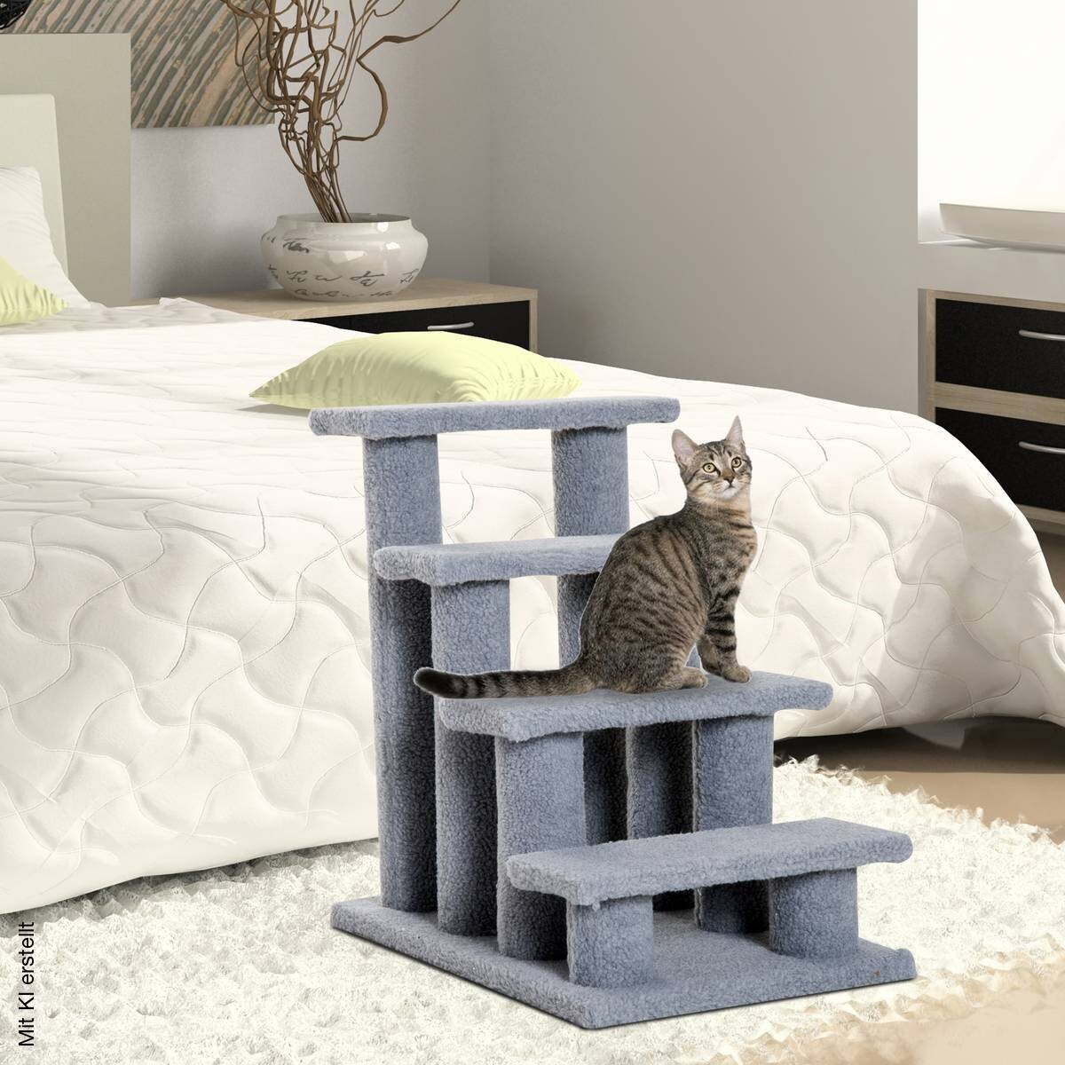 PawHut Katzentreppe grau Spanplatte B/H/L: ca. 43x60x64 cm
