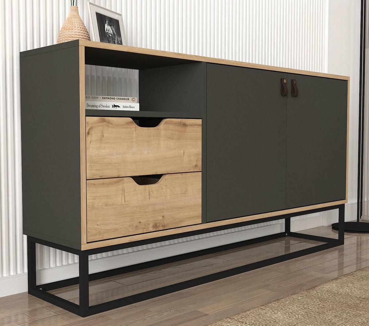 Sideboard Dolores anthrazit Safir Nachbildung B/H/T: ca. 150x80x35 cm