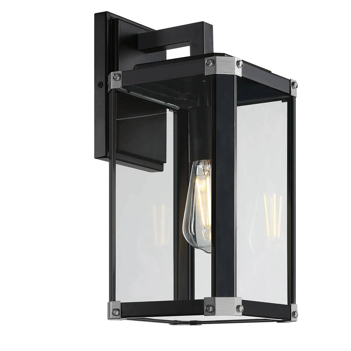 Westinghouse Außenwandleuchte Glendora mattschwarz Metall Glas B/H/L: ca. 18x38x21 cm E27 1 Brennstellen