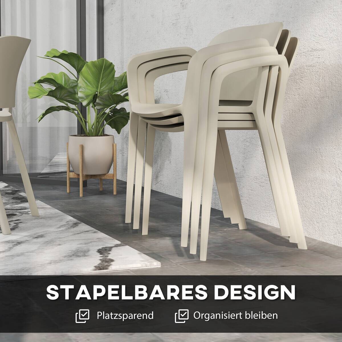 Outsunny Balkonstühle weiß Kunststoff B/H/L: ca. 56x75x60 cm