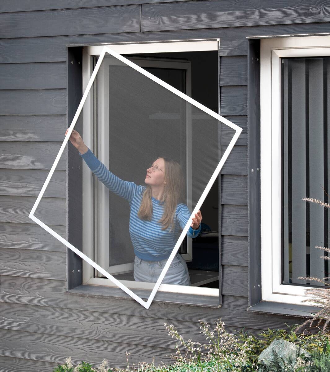 Fliegengitter anthrazit B/L: ca. 100x120 cm