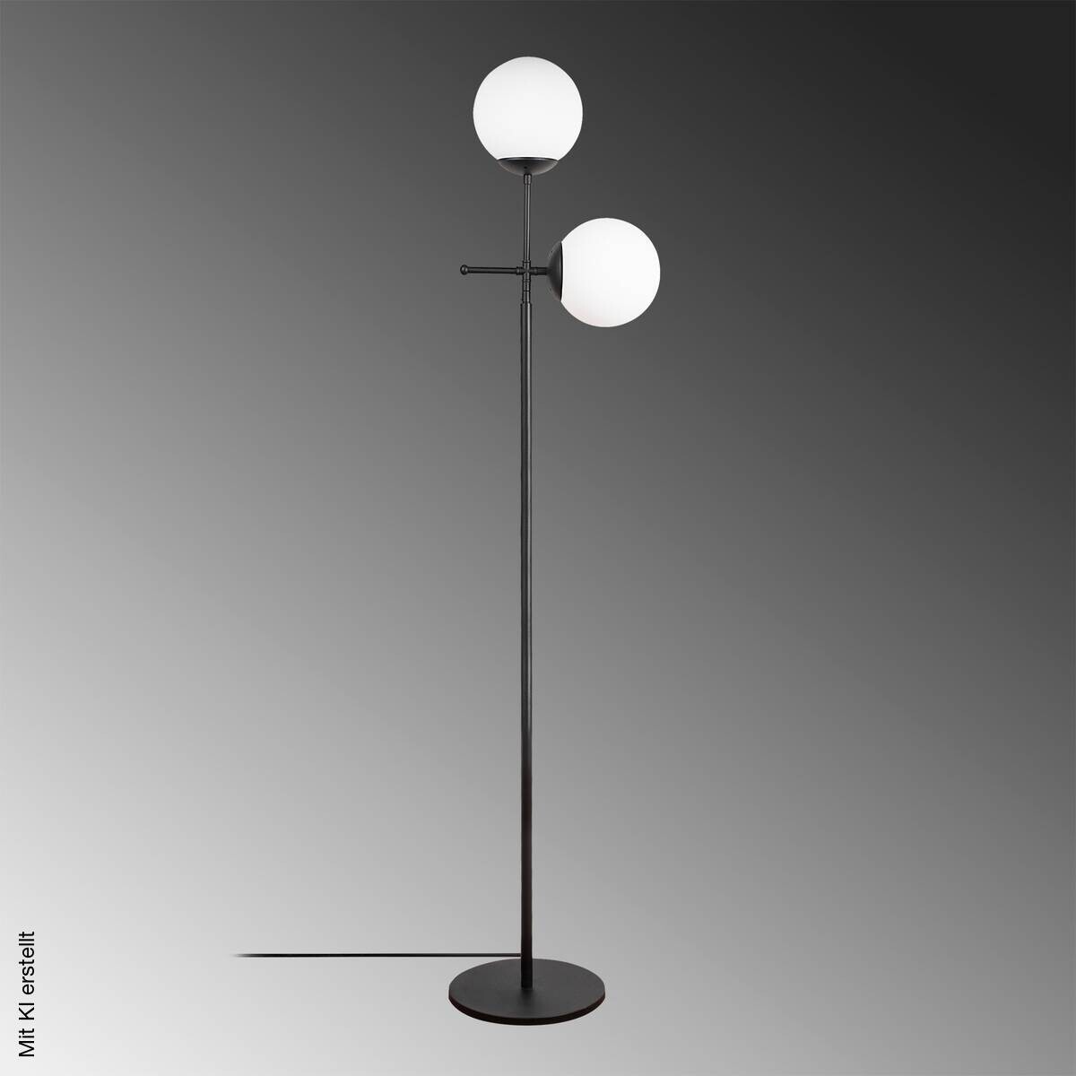 Opviq Stehlampe schwarz Metall Glas B/H/T/L: ca. 15x174x15x34 cm E27 2 Brennstellen