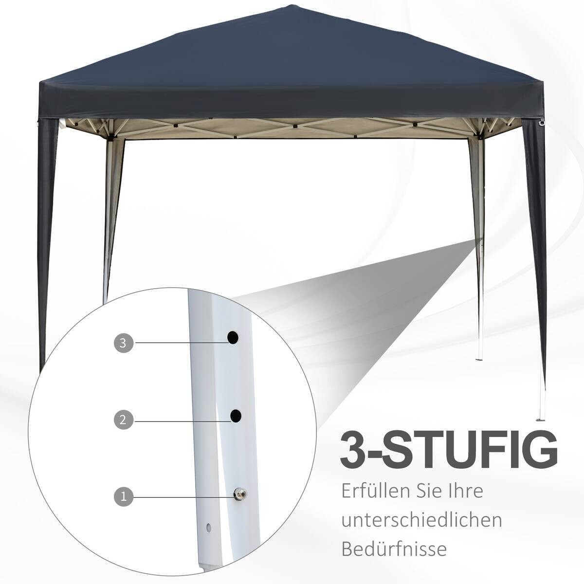 Outsunny Pavillon schwarz Stahl B/H/L: ca. 295x255x295 cm