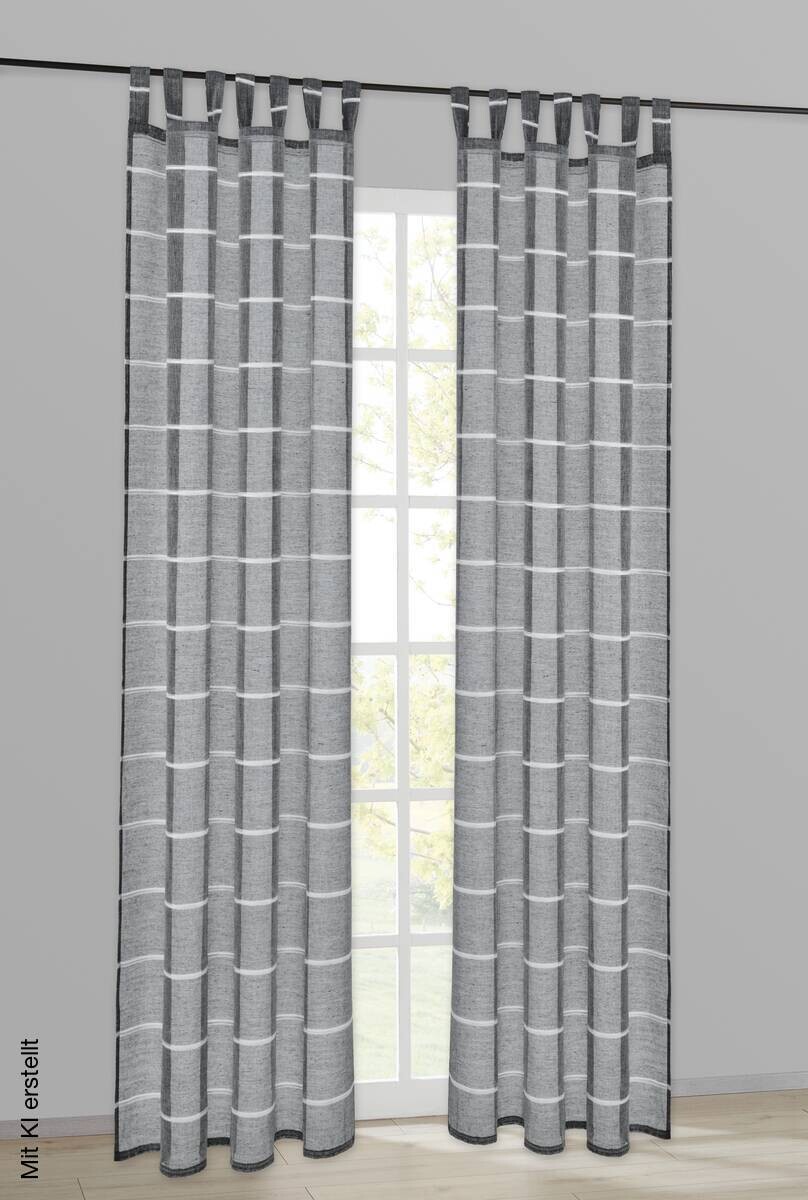 POCOline Kombivorhang Carla grau weiß 100% Polyester B/L: ca. 140x175 cm