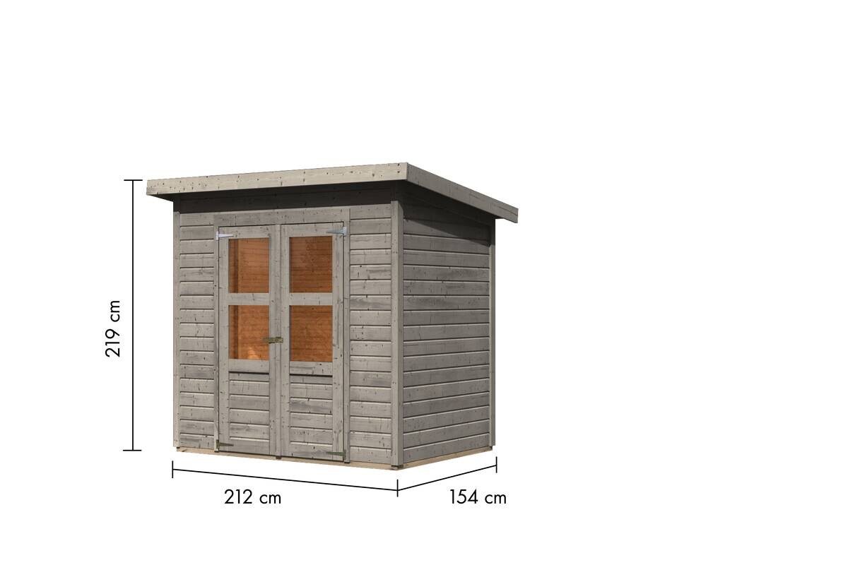 Karibu Gartenhaus Tony 0,5 grau B/H/T: ca. 212x219x154 cm
