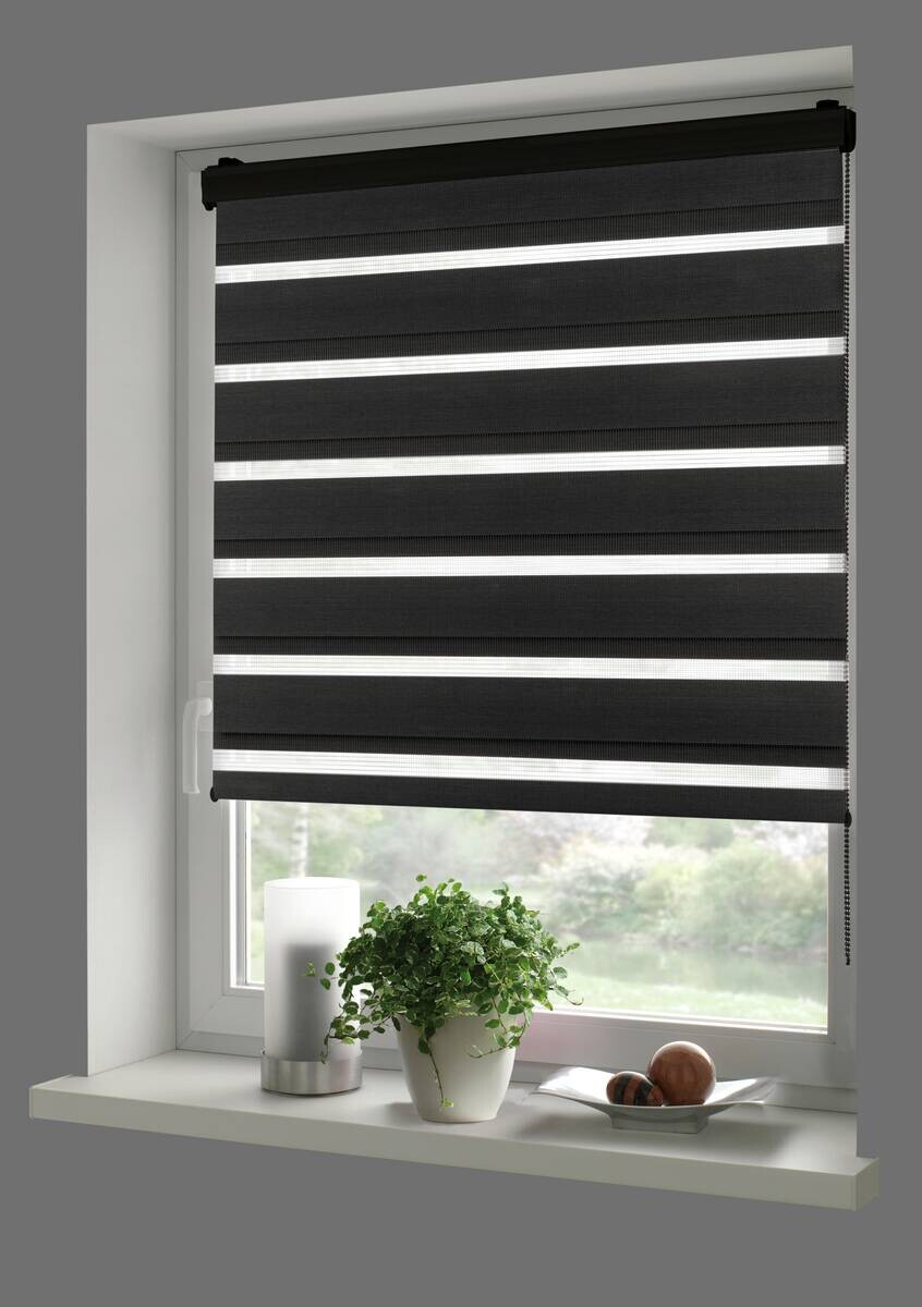 Boviva Doppelrollo mit Blende Black schwarz B/L: ca. 45x160 cm