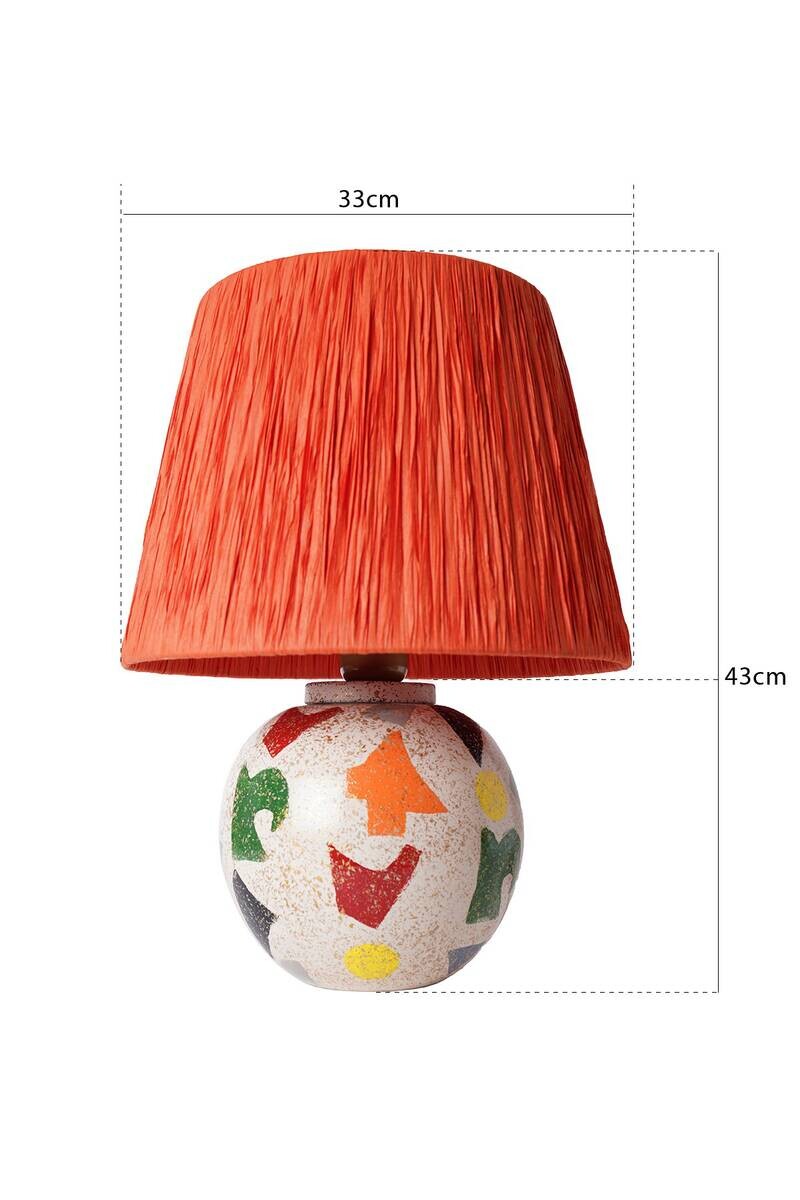 Tischleuchte orange Keramik B/H/L/D: ca. 33x43x33x33 cm E27 1 Brennstellen