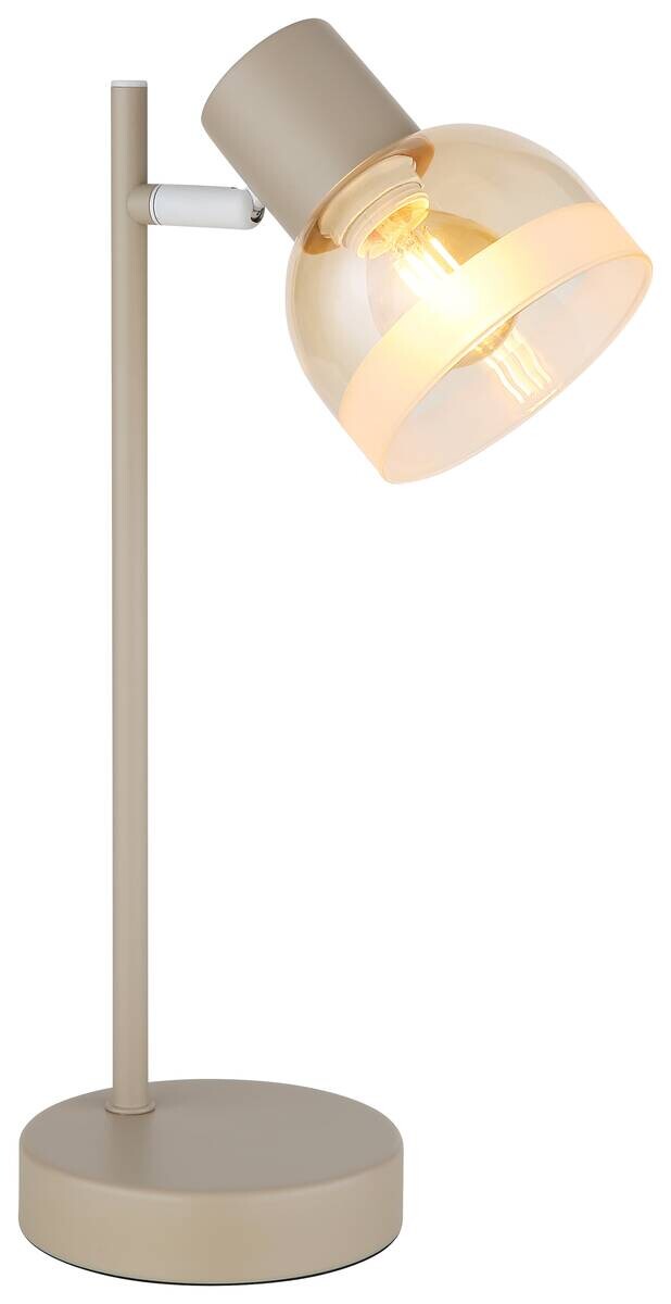 GLOBO Tischleuchte amber sand Glas Metall B/H/L: ca. 12x35x14,5 cm E14 1 Brennstellen