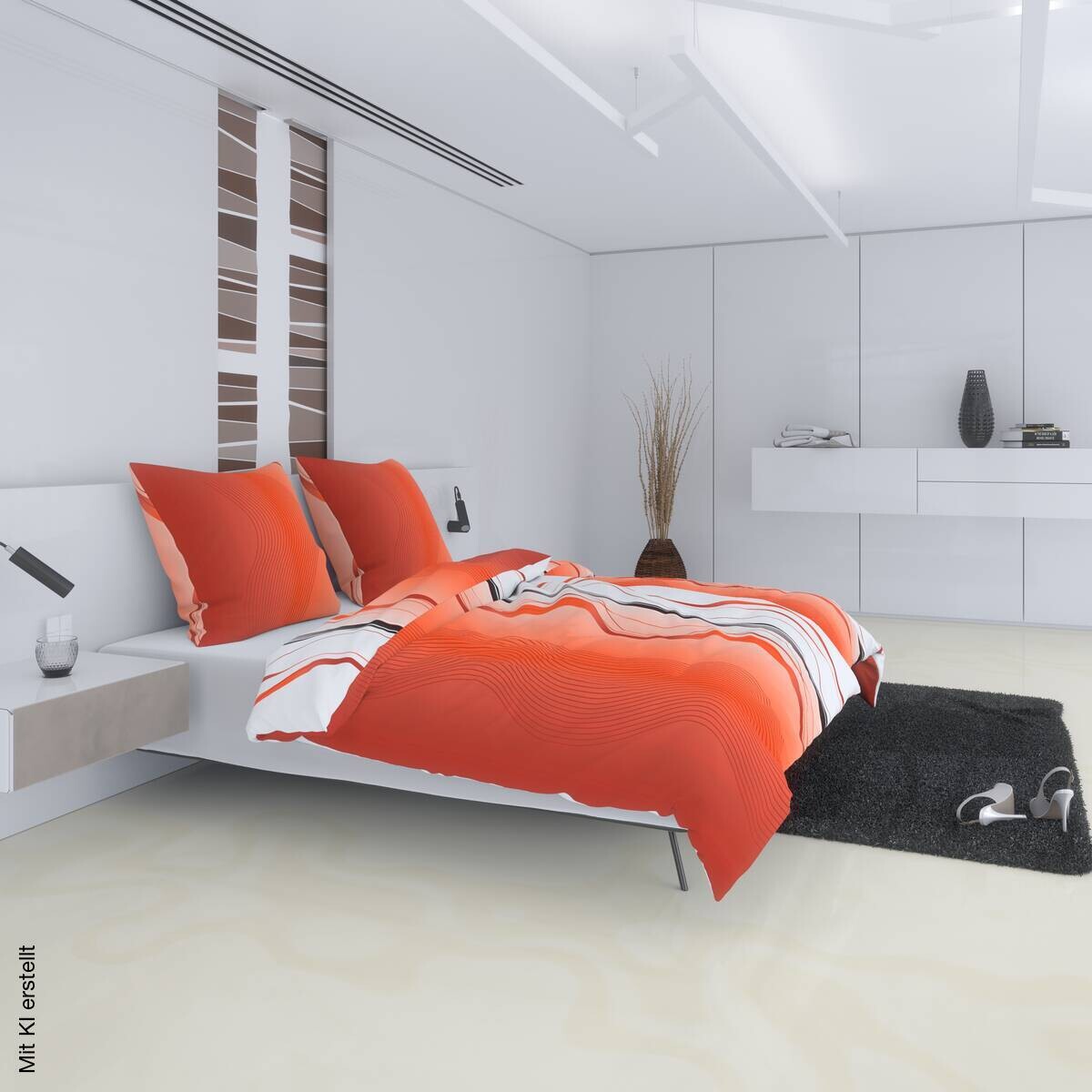 Microfaser Bettwäsche orange Polyester B/L: ca. 135x200 cm