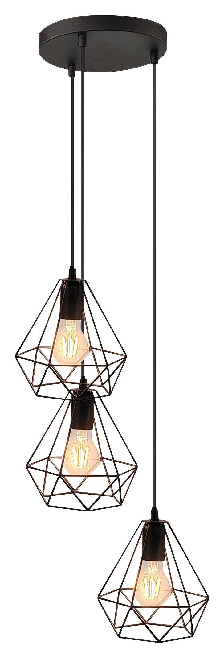 POCOline Pendelleuchte Senna schwarz PVC Metall B/L: ca. 25x80 cm E27 3 Brennstellen