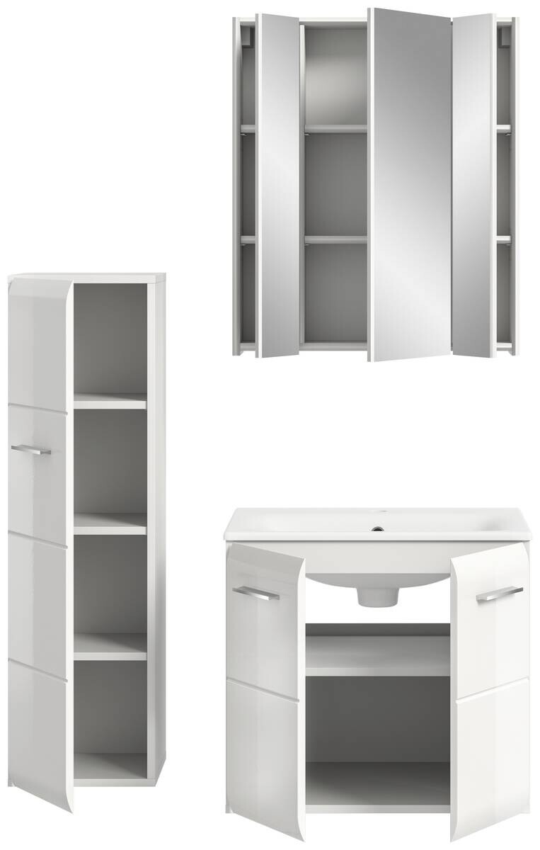 Badezimmer-Set Ice weiß weiß Hochglanz B/H/T: ca. 105x185x46 cm