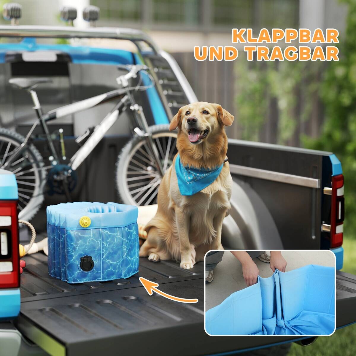 PawHut Hundepool blau Kunststoff B/H/L: ca. 160x30x160 cm