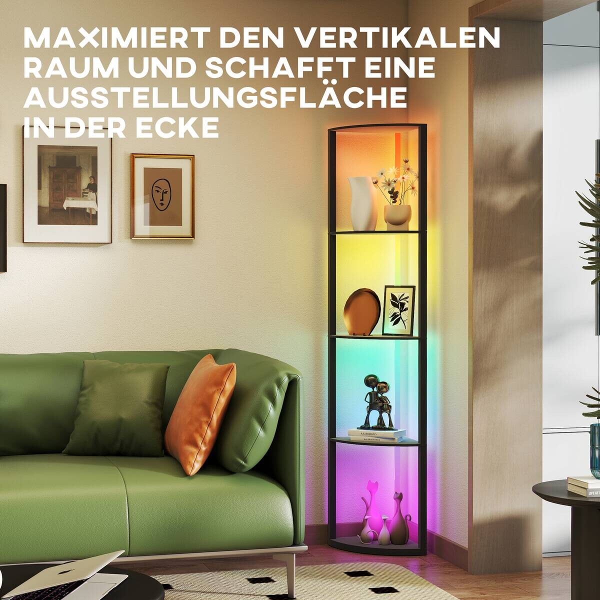 HOMCOM Stehleuchte schwarz MDF B/H/L: ca. 29,5x163x42 cm