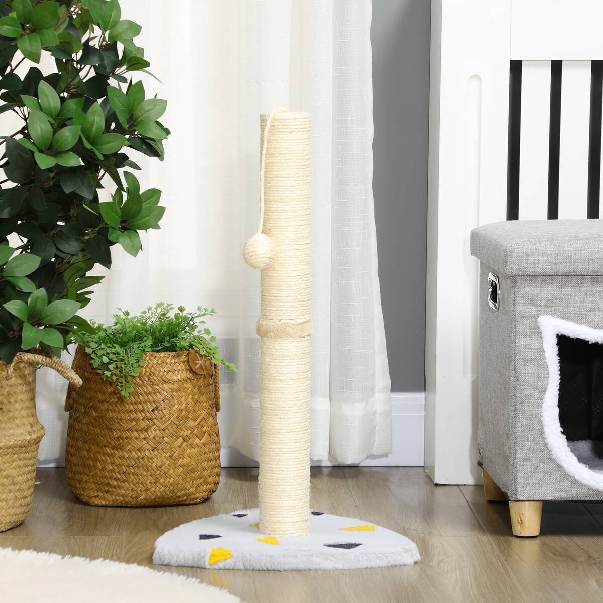 PawHut Kratzbaum hellgrau Spanplatte B/H/L: ca. 35x62x35 cm