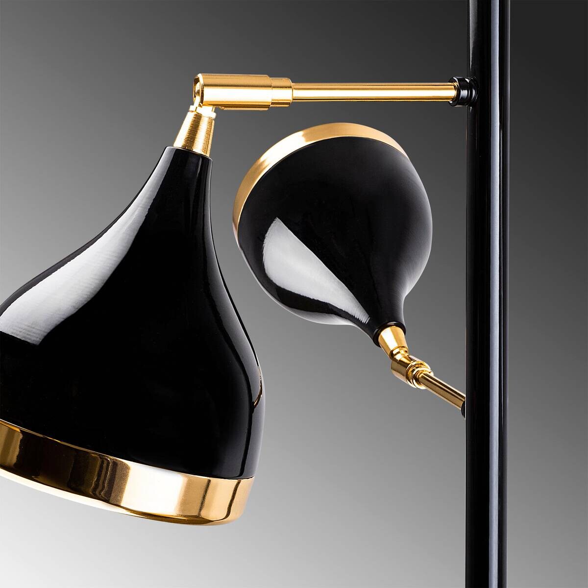 Opviq Stehlampe schwarz gold B/H/T/L/D: ca. 52x163x52x52x52 cm E27 3 Brennstellen