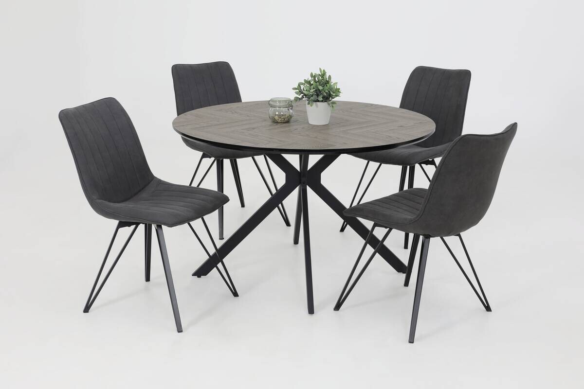 Esstisch Petra hellgrau schwarz B/H: ca. 120x76 cm