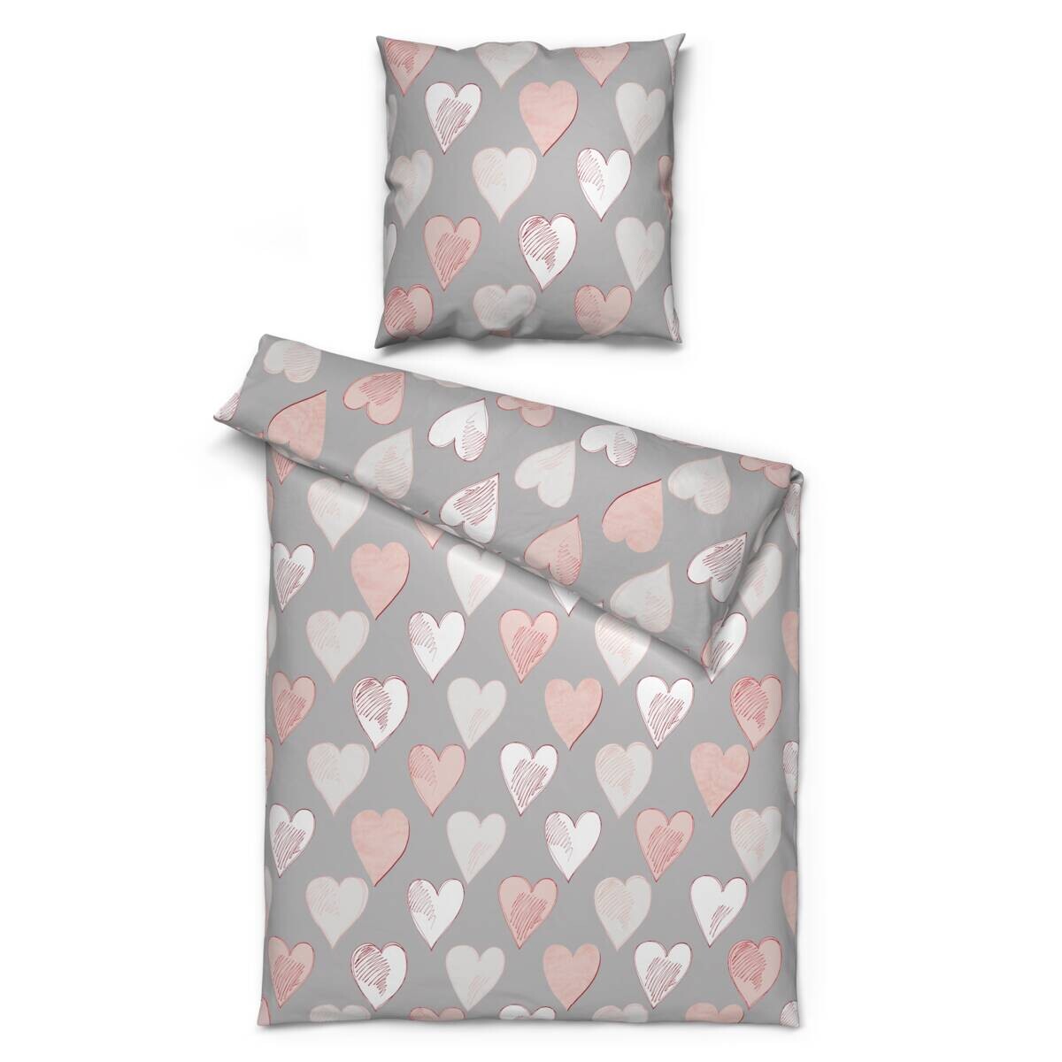 Sensation Baumwoll Bettwäsche Cotton touch rosé grau 48% Polyester, 52% Baumwolle B/L: ca. 135x200 cm